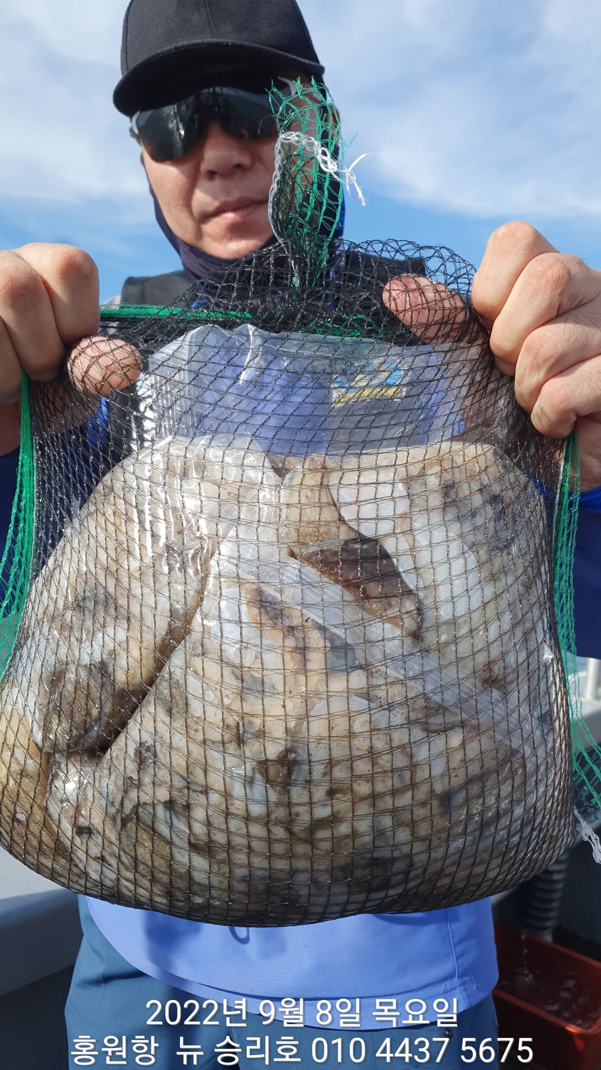 **쭈꾸미** (낚시의 원조 홍원항)  ^^위풍당당^^ 뉴~ 승리호 9/8 왕~대~박~~망태기 조황입니다!!