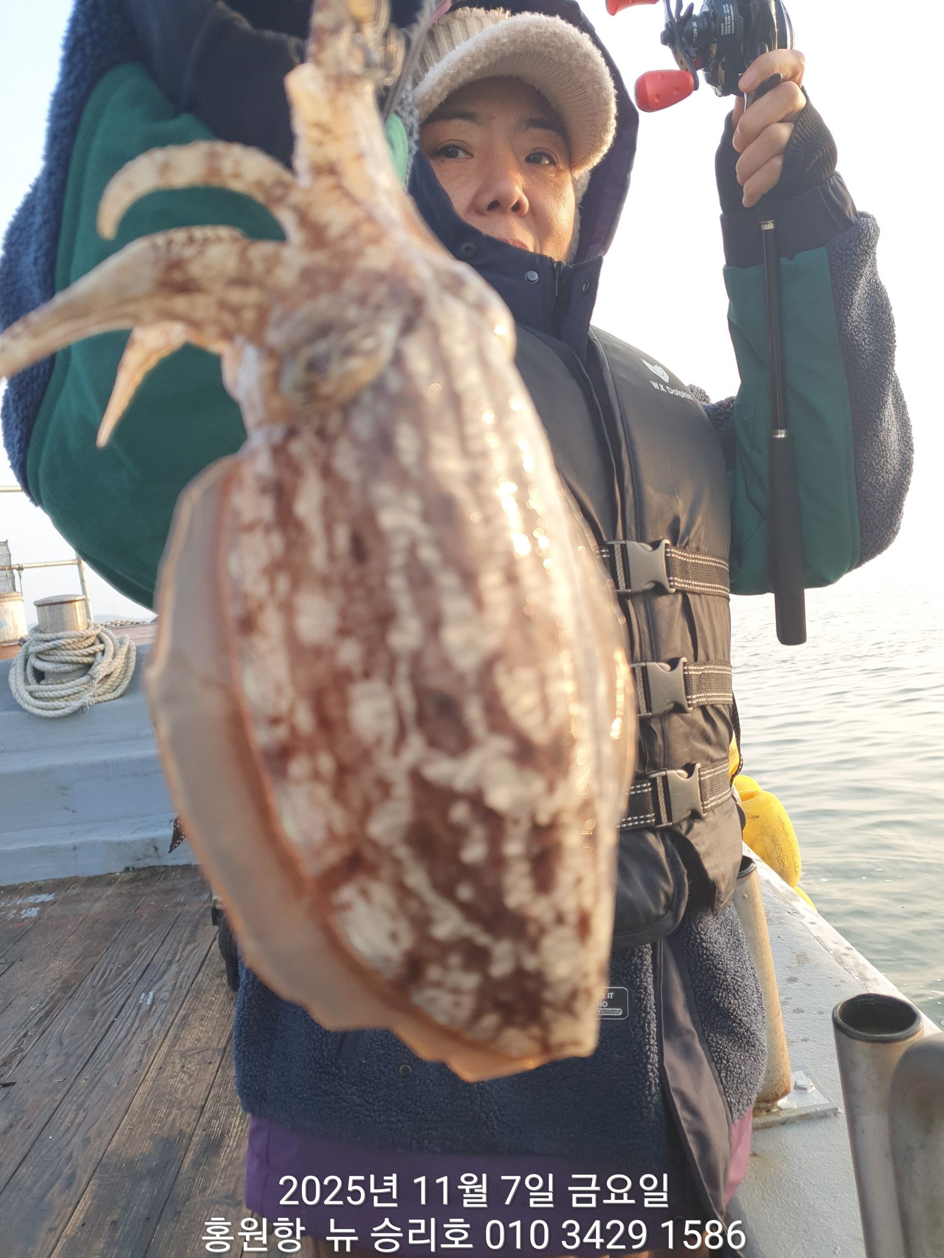 11월7일(아침)홍원항 ^위풍당당^ (뉴~승리호) 사릿물때에 **왕 갑오징어&왕  쭈꾸미** 조황 입니다!!